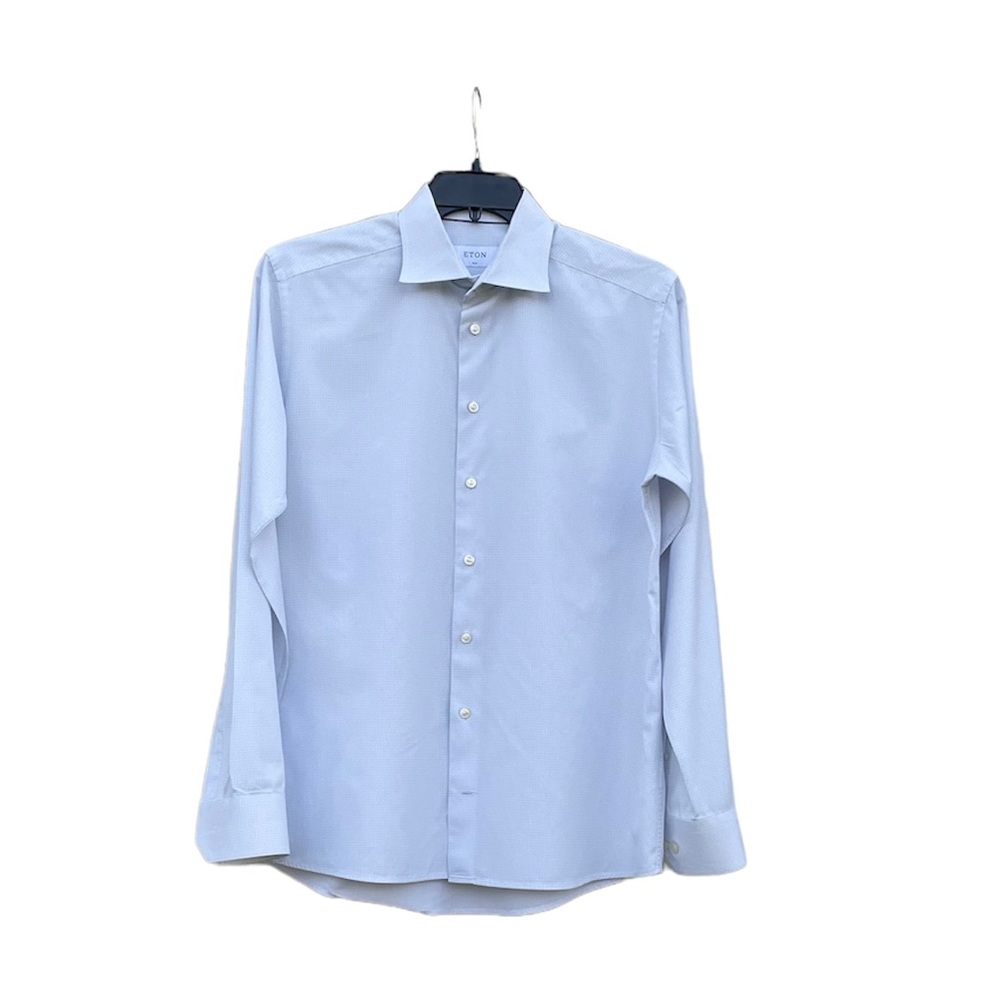 Elton Mens Dress Shirt. Button Up Spread Collar. 100% Cotton. Size 16 Slim.